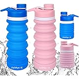 Farielyn-X 2 Pack Collapsible Water Bottle- BPA Free Silicone Foldable Water Bottle for Travel, Food-Grade Silicone Portable