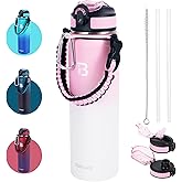 TOPBADE 32oz Insulated Water Bottle with Straw Lid & Spout Lid & Paracord Handle, Stainless Steel Water Bottle Wide Mouth, Double Wall for Women Men Gym Fitness Outdoor