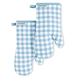 KitchenAid Gingham Oven Mitt 2-Pack Set, Blue