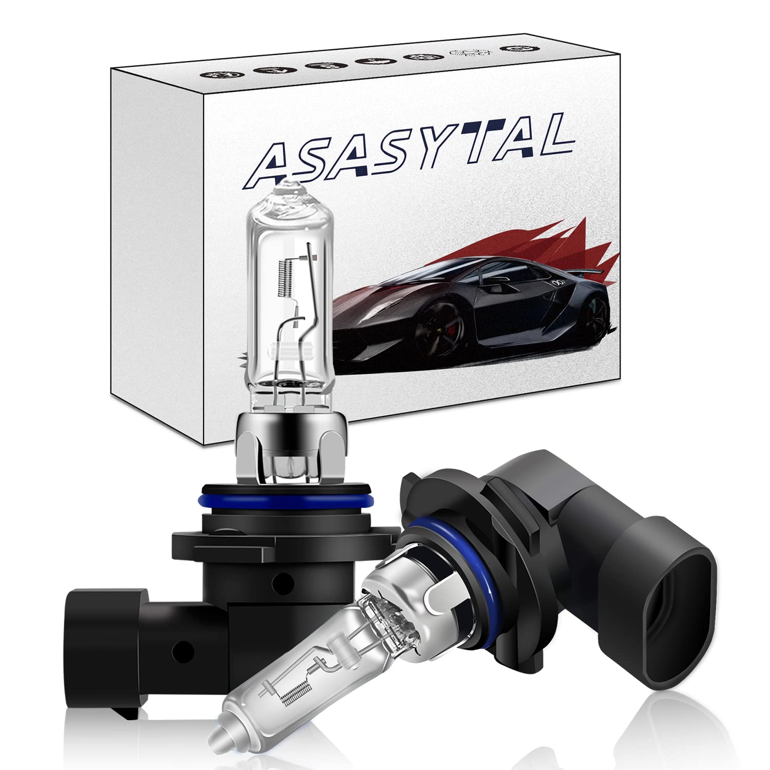 Asasytal HB3 9005 60W Headlight Halogen Bulbs as High/Low beam, 3000K Warm White Bright and High Penetration as Original 12V Car Fog Light Auto DRL Replacement, 2 Pieces