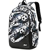 ETAISHOW Soccer-Print Boys Backpack for School Kids Bookbag for Elementary Football Bag for Teens