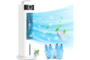 MELOPHY Portable Air Conditioners, 3-IN-1 Air Conditioner Portable for Room, 3 Speeds Evaporative Air Cooler, Fast Cooling Portable AC w/Timer, 52° Oscillation Tower Fan, Remote Swamp Cooler for Office