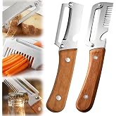 2026 Upgrade Vegetable Peeler and Julienne Peeler Set, Stainless Steel Vegetable Peelers for Kitchen with Wood Handles and Bottle Opener, 2-Pcs Multifunctional Vegetable Peeler Set