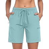 CHRLEISURE Women's Hiking Cargo Shorts, 7'' Zipper Pockets Quick Lightweight Summer Shorts for Women Athletic Golf
