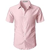 ZEROYAA Men's Casual Short Sleeve Button Down Shirt Vacation Beach Summer Lightweight Textured Shirts