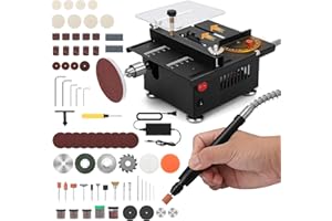 LEZZYRUCK Mini Table Saw, 100 W Portable Precision Table Saws, 7-Speed Power Supply, Adjustable, 0.1-16 mm Adjustable Saw Bla