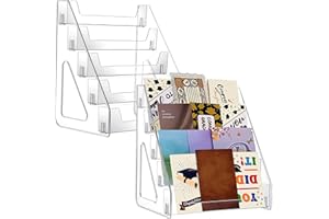 Nodaaiie 2 Pcs 5 Tier Acrylic Card Display Stand, Clear Vertical Versatile Display Holder for Graded, Sports, Baseball Cards & Postcards, Brochures, Stickers, Easy Snap-On Assembly