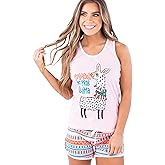 Lazy One Matching Pajamas for Women, Cute Pajama Shorts and Tank Top Set, Summer Pajamas