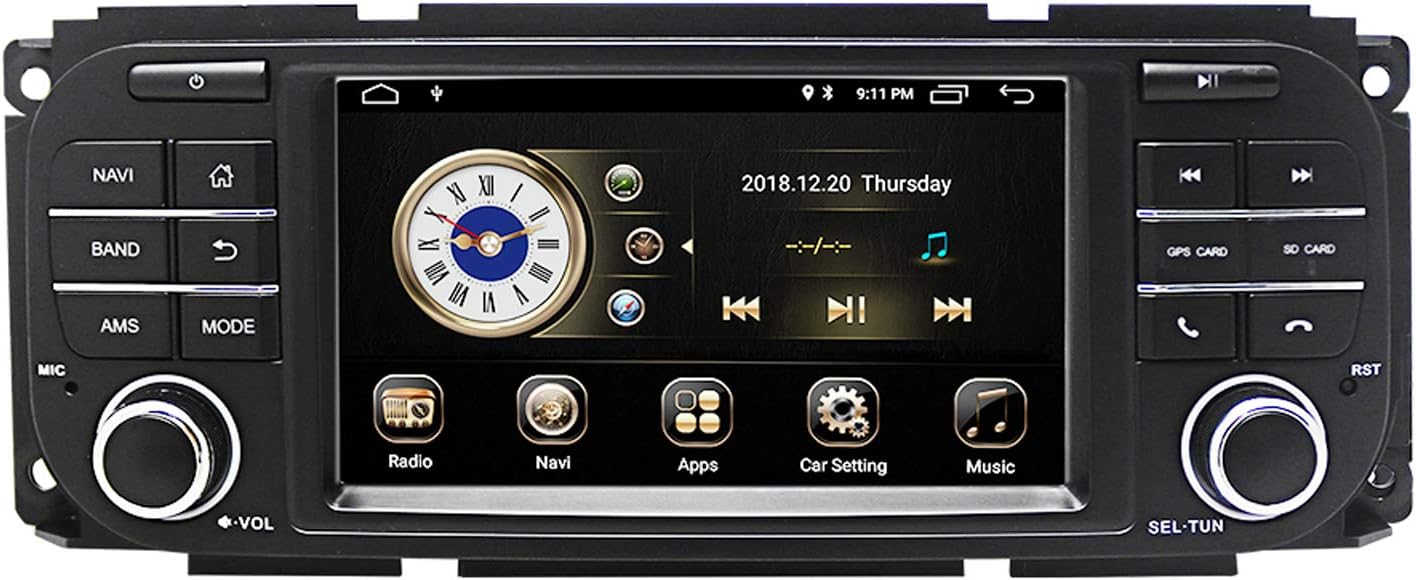 Amazon Com Car Stereo Radio In Dash Navigation For Jeep Grand Cherokee Dodge Ram Sebring 5 Inch Touchscreen Android 9 0 Single Din Bluetooth With Rear View Camera 16gb Sd Card 3 5mm Mic Gps Navigation