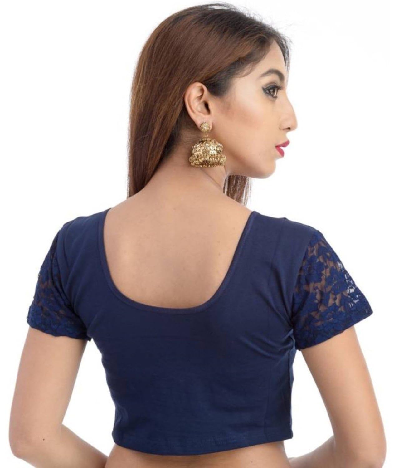 fressia fabrics women's stretchable readymade saree blouse crop top choli pack of 3