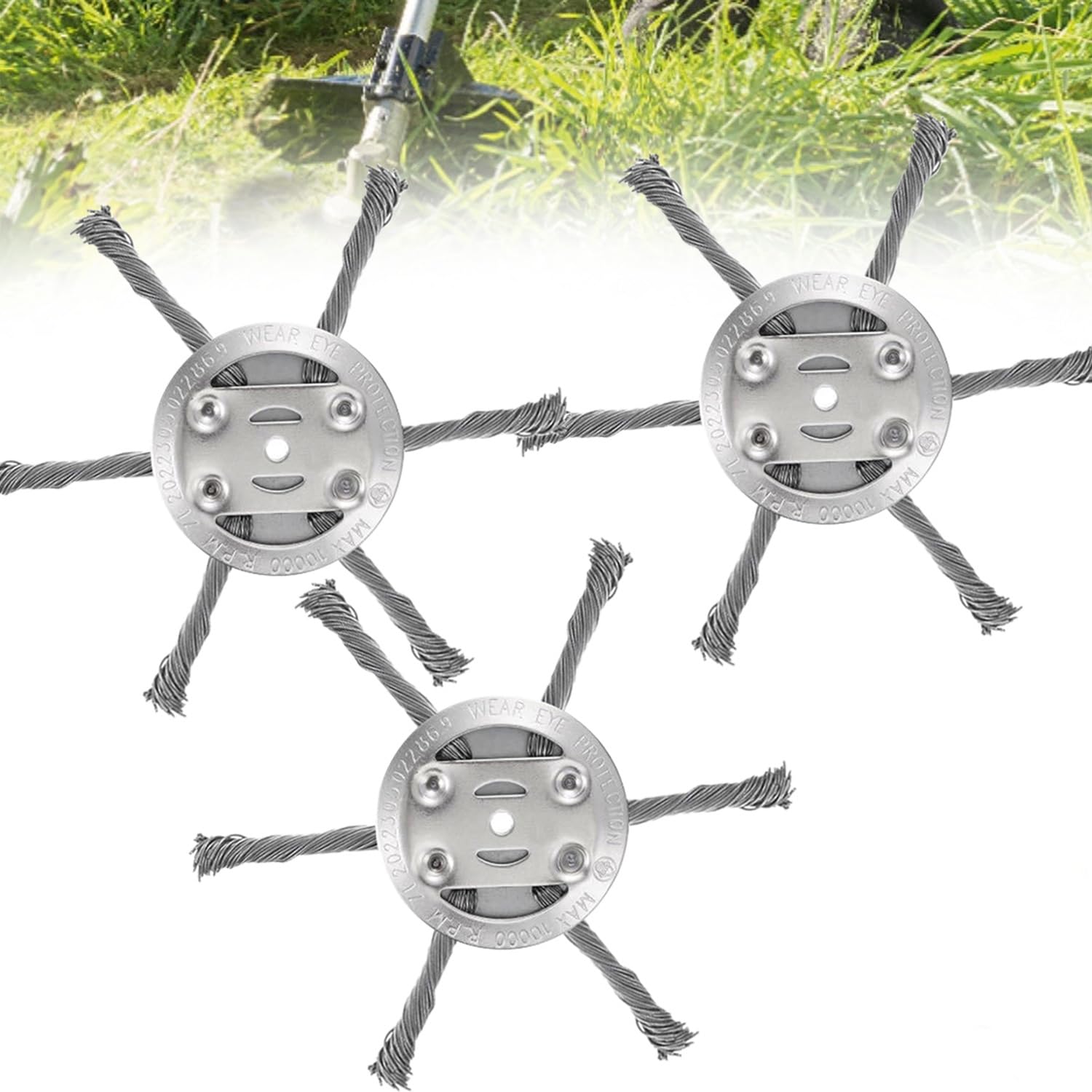 Photo 1 of 3PC Steel Wire Grass Trimmer Head,2025 New Wire Weed Trimmer,Trimming Head for Weed Eater, Steel Cord Brush Cutter Trimmer Replacement with Most Lawn Mower