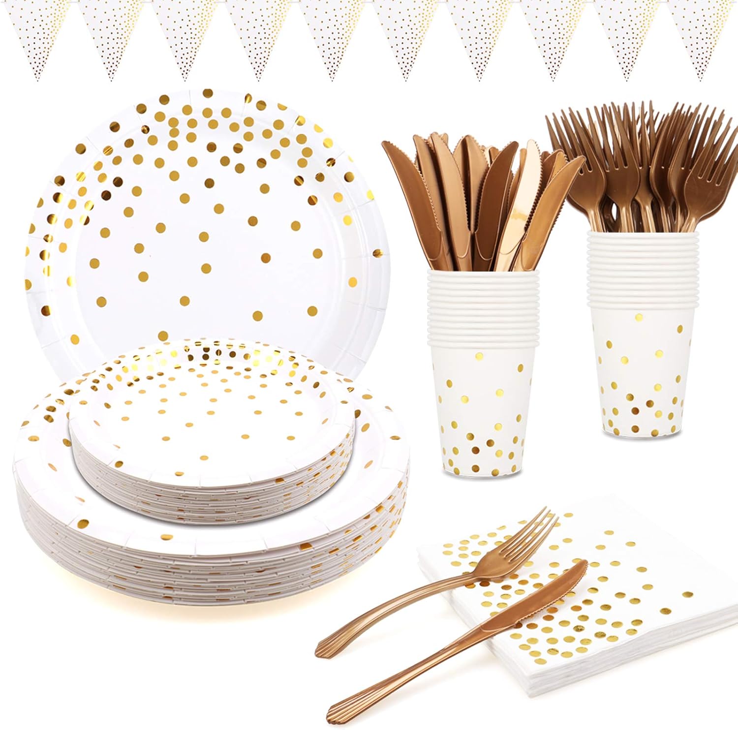White and Gold Party Supplies Disposable Gold Party Plates Tableware