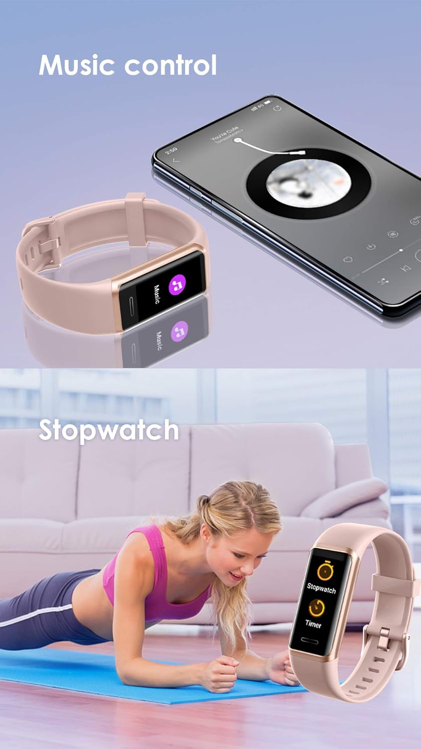YAMAY Fitness Tracker 2021 Version, Watches for Women Men with Customized Watch Face Touch Screen Alexa Built-in, Blood Oxygen & Heart Rate Monitor Sleep Tracker IP68 Swimming Waterproof (Pink) : Sports & Outdoors