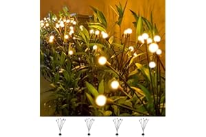 4Count Solar Lights Outdoor Waterproof IPX5, Solar Garden Lights Wind Swaying Lights, Firefly Light Outdoor Solar, Outdoor Ch