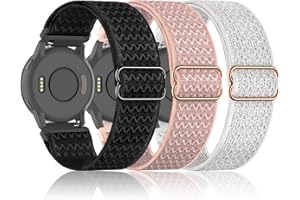 Bolesi 3 Pack 18mm Stretchy Nylon Watch Bands for Garmin Venu 2S/Venu 3S/Venu 4 41mm, Quick Release Wristband Loop Elastic Strap for Vivoactive 4S/ Vivomove 3S/Forerunner 265s/255s Men Women