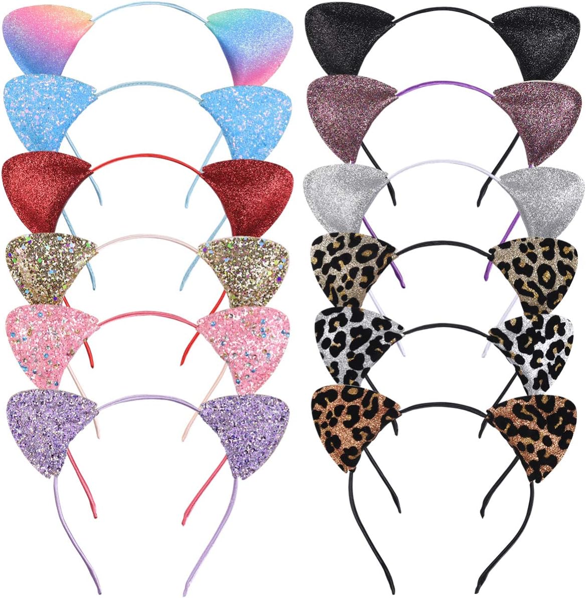 FRCOLOR Cat Ears Headband for Women Glitter Cat Headbands for Girls Shiny Hairband Hair Accessories for Daily Wearing and Party Decoration
