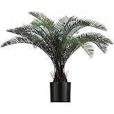 ALLTOP TURF Nearly Natural 20" Artificial Cycas Plant(18 Leaves) Fake Revoluta Sago Palm Tree for Indoor Home Garden Office Store Floor Decoration, with Black Pot