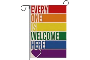 PUDODO Rainbow Welcome Garden Flag LGBT Gay Pride Lesbian Bisexual Transgender Vertical Double Sized Yard Outdoor Decoration