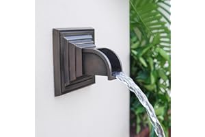 Aquadock Solid Brass Waterfall Spout Scupper Made Exquisite Handcrafted, Water Fountain Spillway Luxury Landscape Decor for Pools, Ponds, Water Walls (4.76 inch)