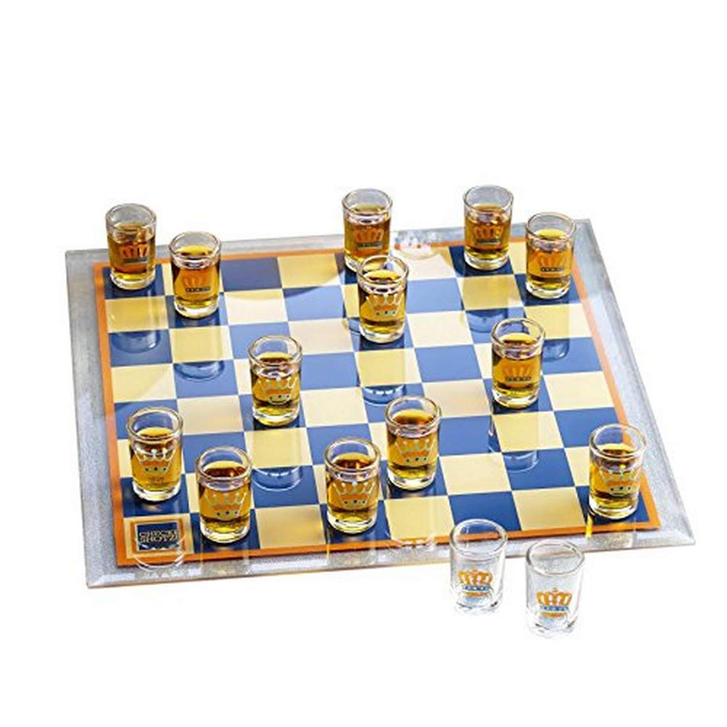 Game Night Checkers Shot Glass Drinking Game Set, Clear