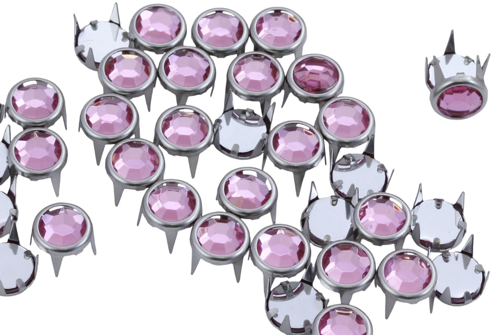 8mm Pink Lt. CH13 Bedazzler Refills Rhinestones Preset Gemagic Studs Nailheads in Rims for Garment Embelishments Leatherwork DIY Crafts Decorate Shoes, Belts, Tee Size 34-50 Pieces