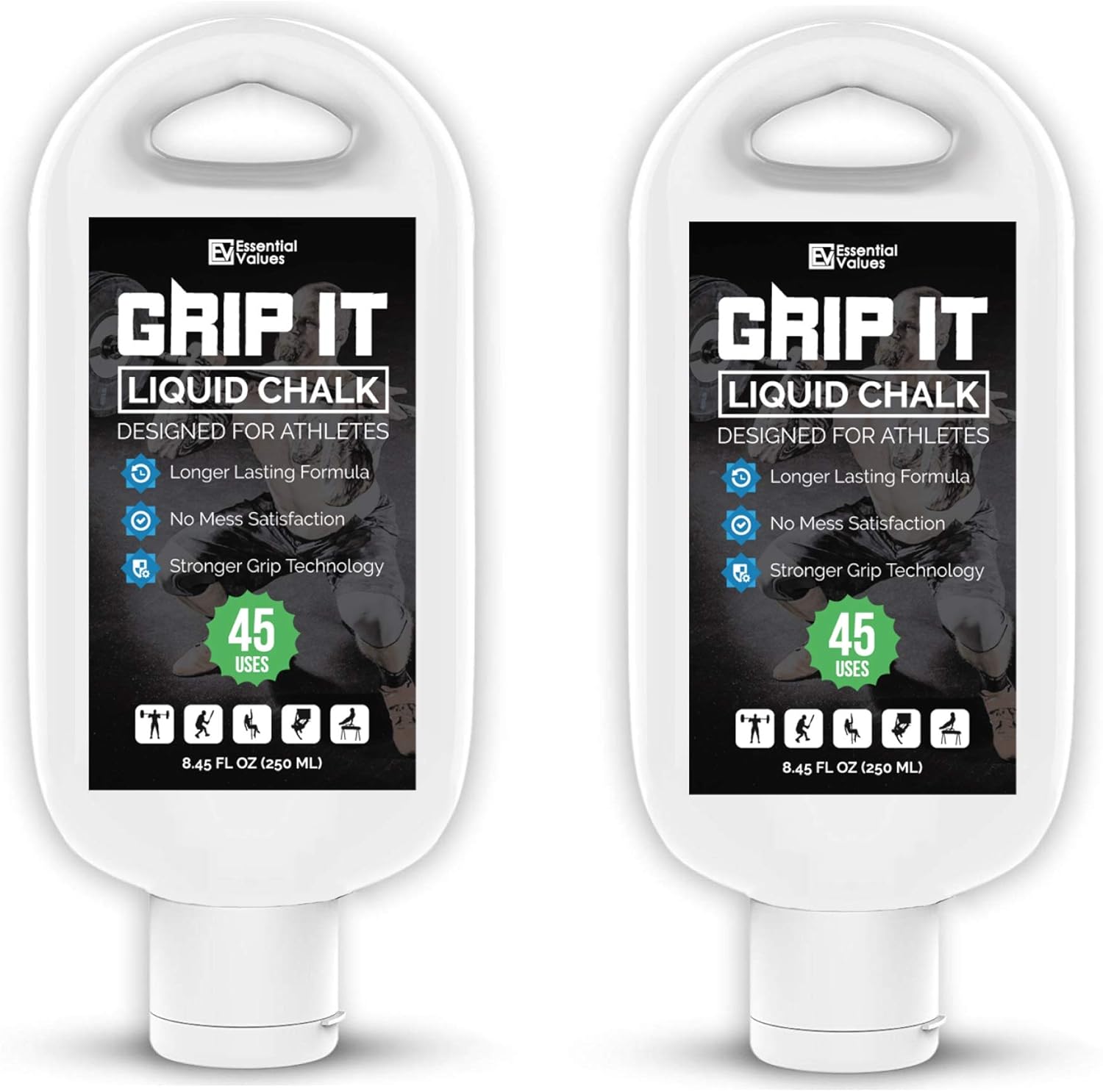 Essential Values (2 Pack) Liquid Chalk (1.69 OZ), Professional Grade with Little to NO Mess, Dust Free & Dries Within Seconds, A Longer Lasting Formula Designed for Athletes of All Ages : Sports & Outdoors