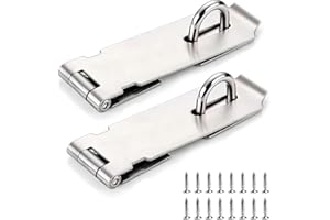 Zydiwo 2Pcs Stainless Steel Door Gate Lock Safety Packlock Clasp Hasp Lock Latch with Mounting Screws for Doors Cabinets (Sil