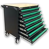 Griplier 7-Drawer Rolling Tool Chest with Wood Workbench,Heavy-Duty Steel Tool Cabinet Box, Lockable Drawers,31.2W x 18.9D x 