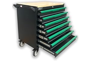 Griplier 7-Drawer Rolling Tool Chest with Wood Workbench,Heavy-Duty Steel Tool Cabinet Box, Lockable Drawers,31.2W x 18.9D x 