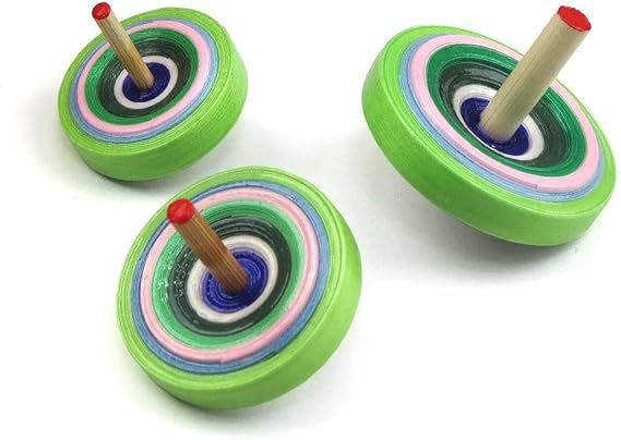 Amazon Co Jp こま お正月 京こま 京都 伝統工芸品 雀休 手作りのこま お正月 3点セット 黄緑 Koma3 H 服 ファッション小物