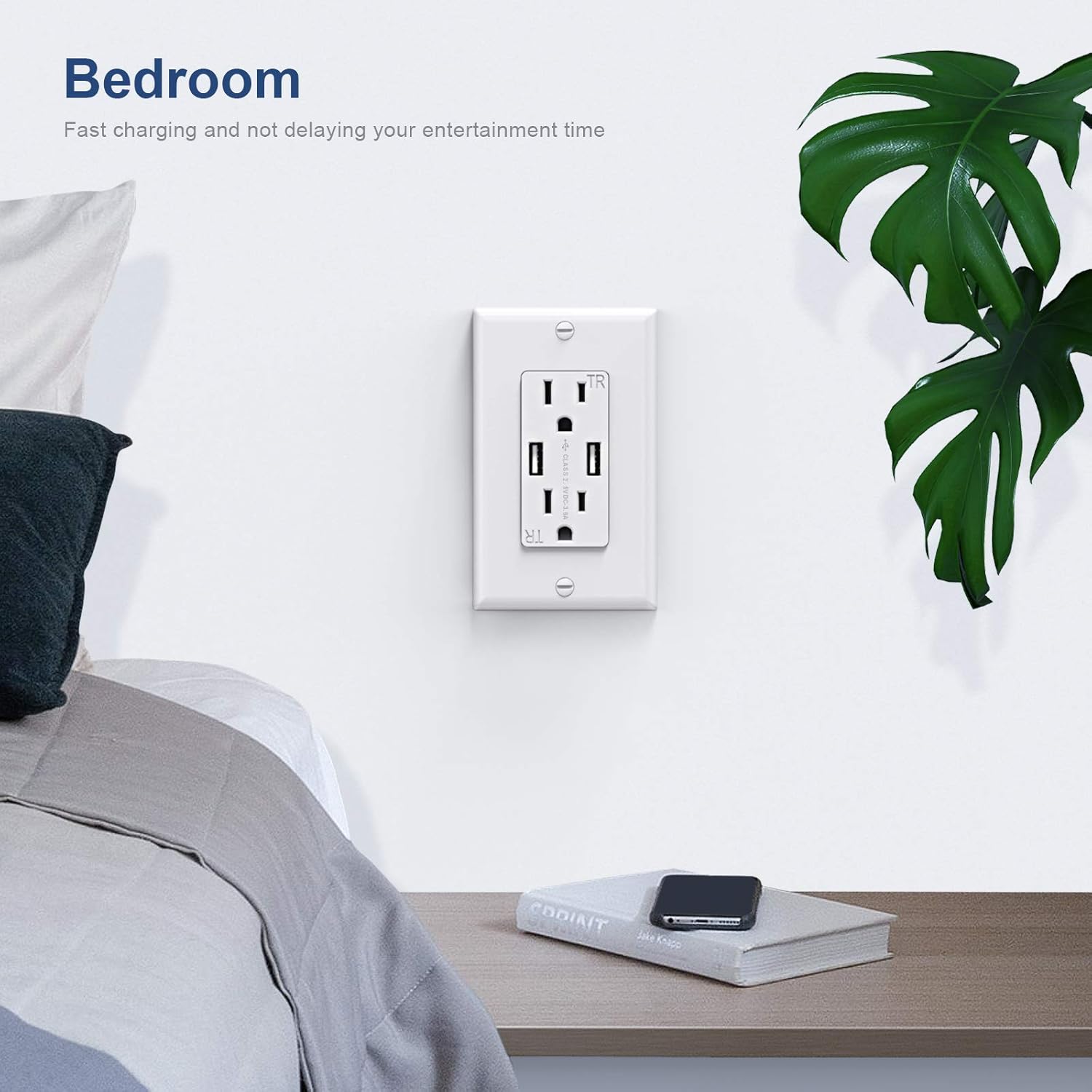 KYHSHJ 3.6A USB Wall Outlet Charger, 15A Tamper-Resistant Receptacles, Compatible with iPhone 11/X/XS/XR/SE/8, LG, HTC Samsung Galaxy S20/S10/S9/Note, More, ETL Certification, White (10-Pack) - - 