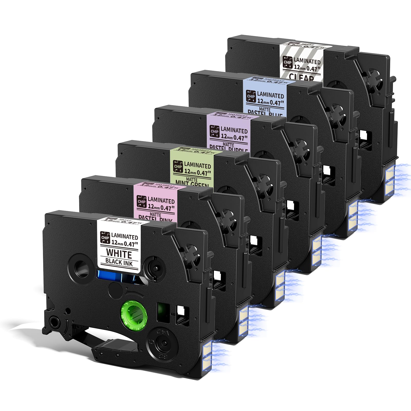 VolenGo H1100 Label Maker Tapes Replacement for Brother P Touch TZe TZ Multicolor Tape 12mm 0.47 Laminated Compatible with Brother PT-H110 E110 D210VP H200 Label Maker, 6-Pack