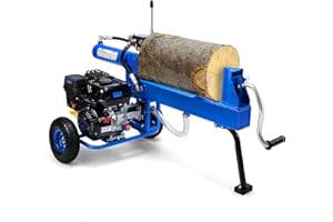 EFURDEN Portable Gas Log Splitter with 7 HP-4 Stroke Engine, 20-ton Hydraulic auto-Return ram System and Twin Gear Hydraulic Pump, Horizontal Full Beam Steel Wedge firewood Splitter