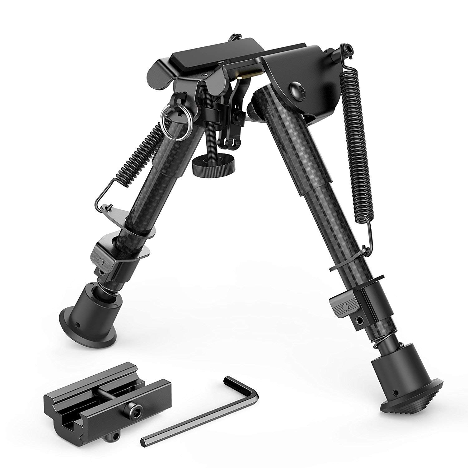 XAegis Carbon Fiber 6'' 9'' Rifle Bipod with Picatinny Adapter, Carbon