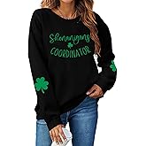 LOTUCY St Patrick's Day Sweatshirt Women Shenanigans Coordinator Shirt Shamrock Clover Tee Lucky Irish Gift Pullover Tops