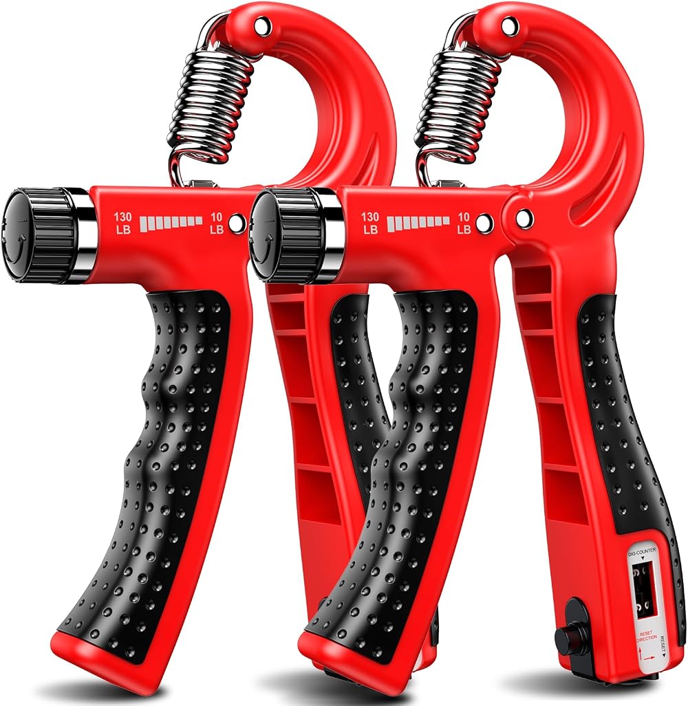 KDG Hand Grip Strengthener 2 Pack Adjustable 5-60KG Forearm Exerciser Red