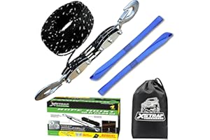 XSTRAP STANDARD Reflective Rope Hoist Pulley System, 1000LB Block and Tackle, 5:1 Lifting Power 50ft Heavy Duty Pulley Block for Hunting Lifting Heavy Objects with Anti-Slip Work Gloves, 2 Soft Loops