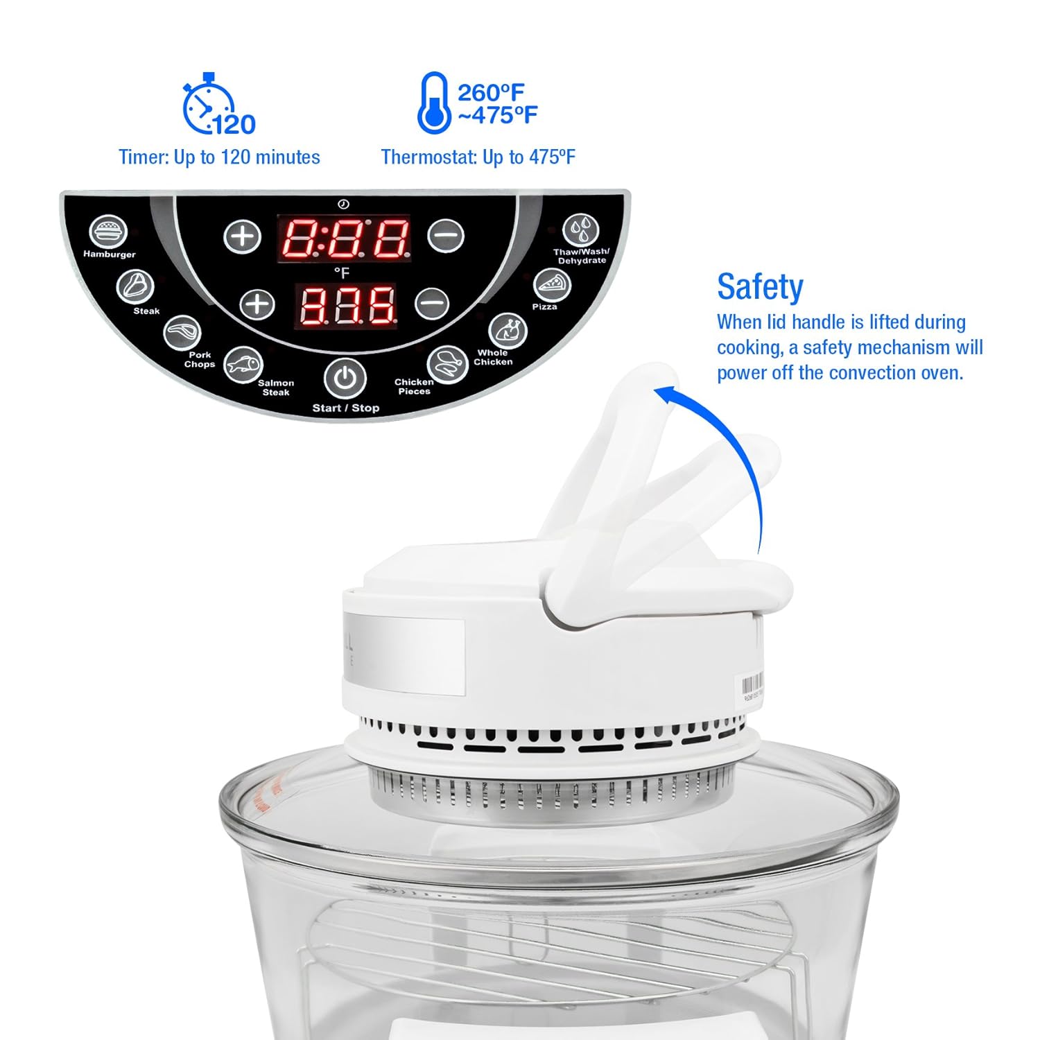 Amazon.com: Rosewill RHCO-16001 Infrared Halogen Convection Technology  Digital Oven with extender ring: Kitchen & Dining
