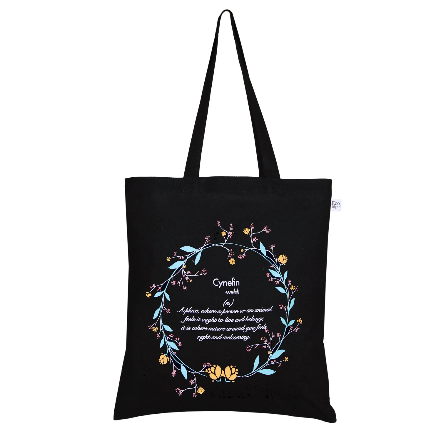ecoright tote bag reusable 100% cotton canvas ecofriendly printed "cynefin"