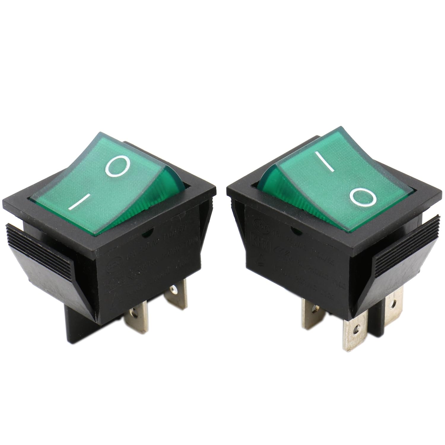 Heschen Rocker Switch ON-OFF DPST 4 Terminals Green light 16A 250VAC 2Pack, 2 Piece - Image 4