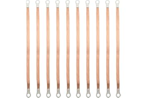 Aynaxcol 10Pcs 30cm Braided Ground Strap with Terminals Plugs Automotive Engine Copper Ground Strap Wire Grounding Braid