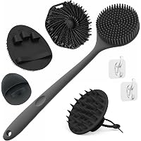 Manmihealth Silikon-Rückenschrubber & Badehandschuh-Set – Weiche Borsten, Schaumstark, Mit Haken