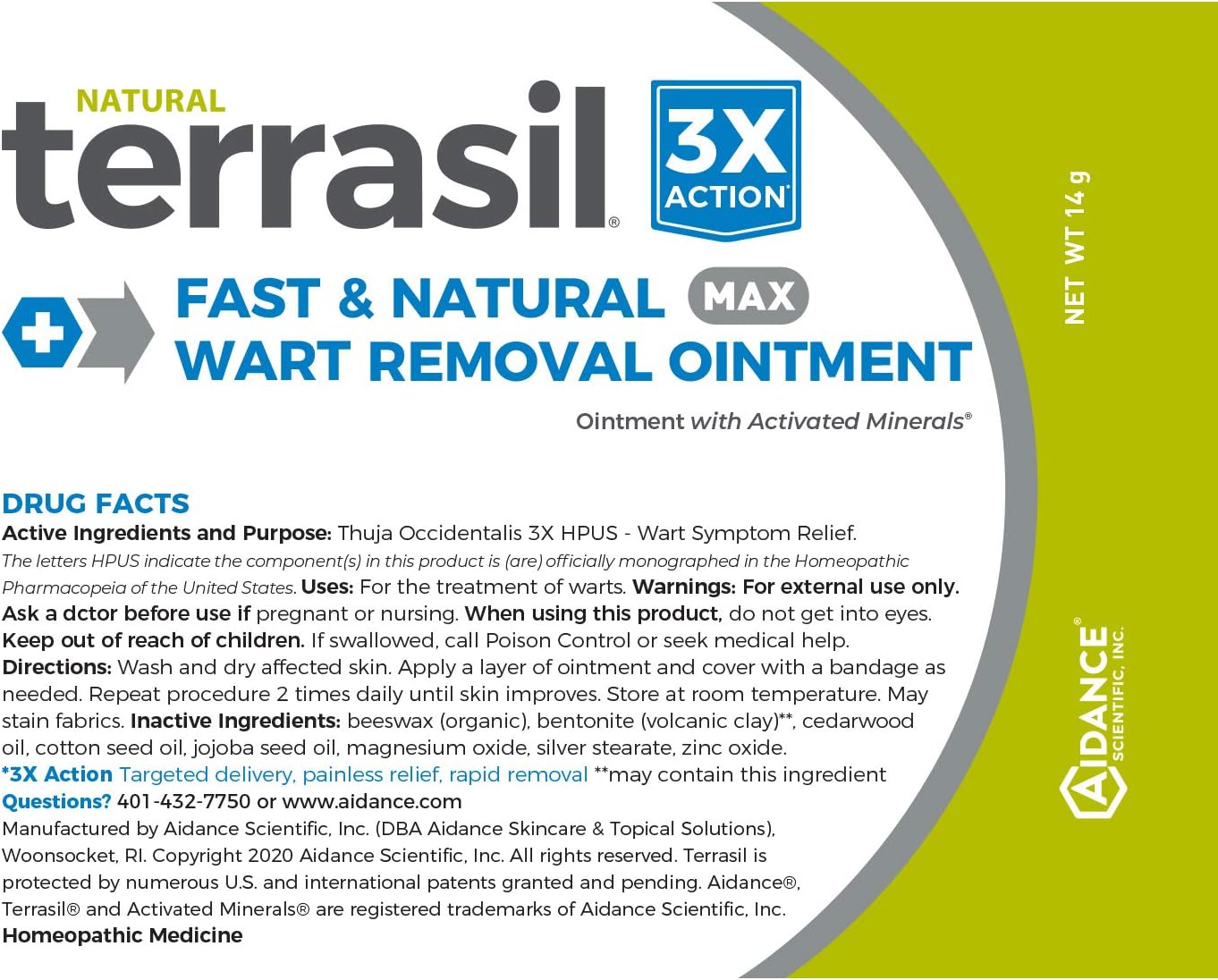 Wart Remover MAX - Safe for Sensitive Skin Natural Pain Free Salicylic Acid Free Patented Treatment for Plantar Genital Facial Warts by Terrasil - 14gm Tube: Health & Personal Care