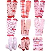 Silicherry 6 Pairs Valentine's Day Pilates Socks for Women Novelty Socks Non-slip Grippy Yoga Gift Supplies for Dance Workout