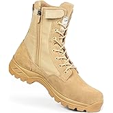 IODSON Men's Military Tactical Work Boots with Side Zipper, Puncture Resistant, Desert Combat, Army Jungle, 8 Inch Lightweight Hiking Boots