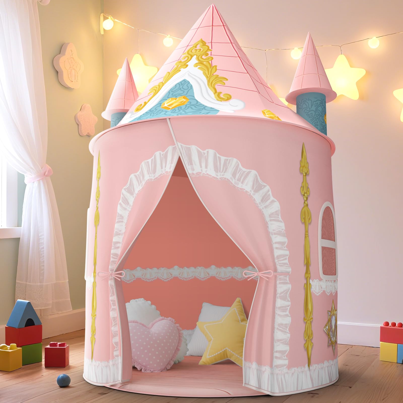 Photo 1 of Skirfy Kids Play Tent for Girls Toddler Indoor Princess Tents for Kids Ages 4-8 Large Outdoor Playhouse Castle for Girl Boys 3-5 4-6 Birthday Thanksgiving