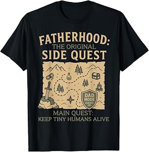 Funny Gamer Dad Fatherhood Side Quest Father's Day RPG Dad T-Shirt