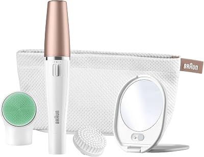 Braun FaceSpa Epilator with Facial Cleansing Brush, Lighted Mirror, Pouch 851V