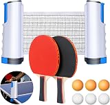 Flintronic Table Tennis Set 2 Rackets 6 Balls Net Red/Blue Portable