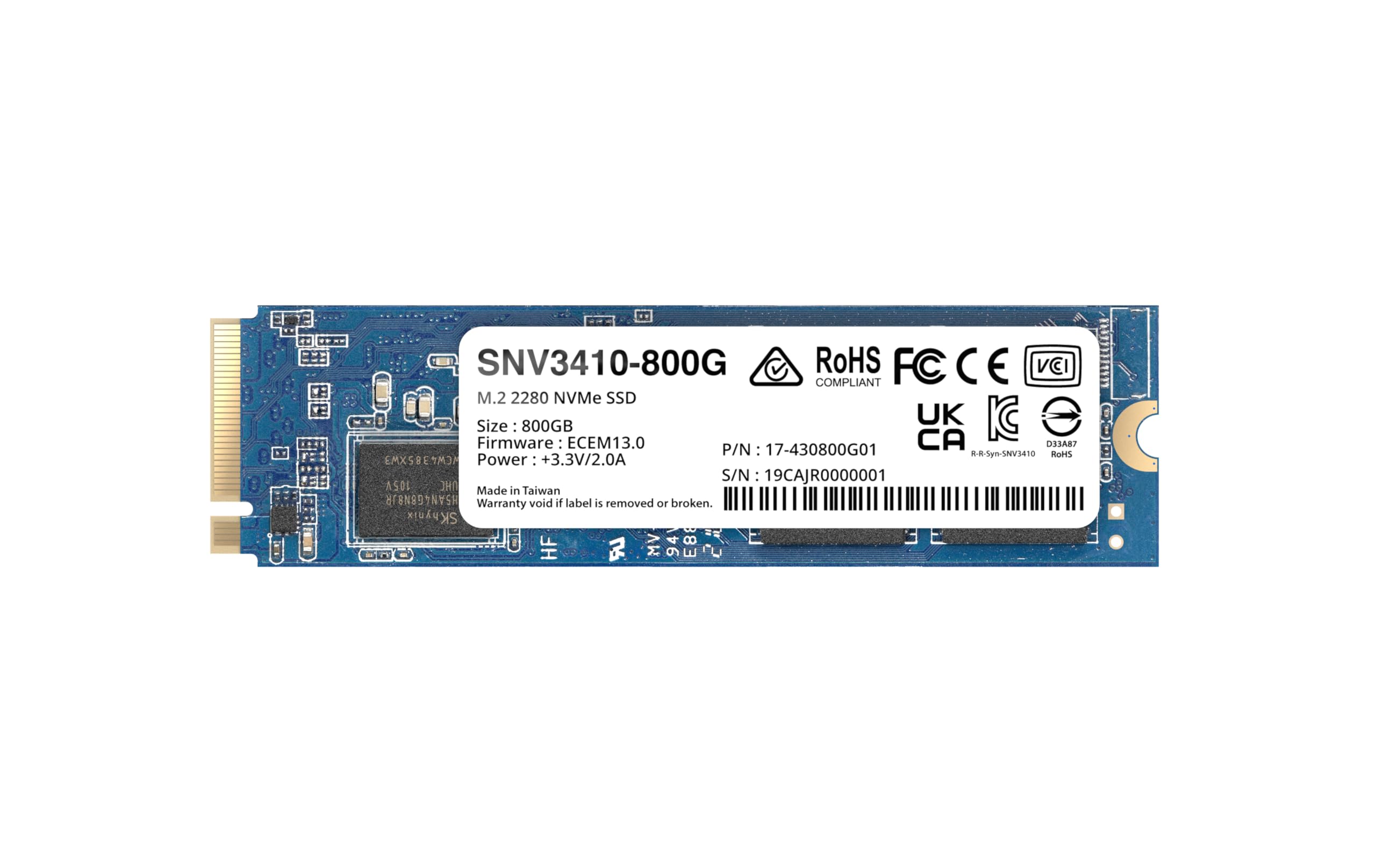 Synology M.2 2280 NVMe SSD SNV3410 800GB